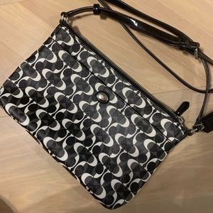Coach black white and grey logo shoulder bag